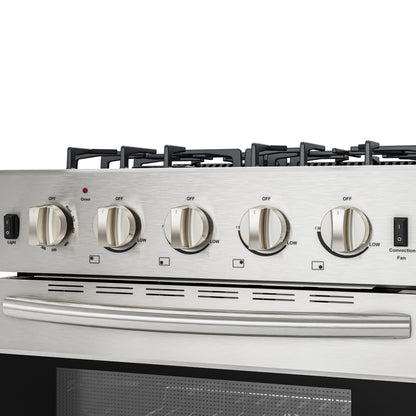 Koolmore 24 in. 4-Burner Slide-In Gas Range Oven, 3.7 Cu. Ft. – Stainless Steel
