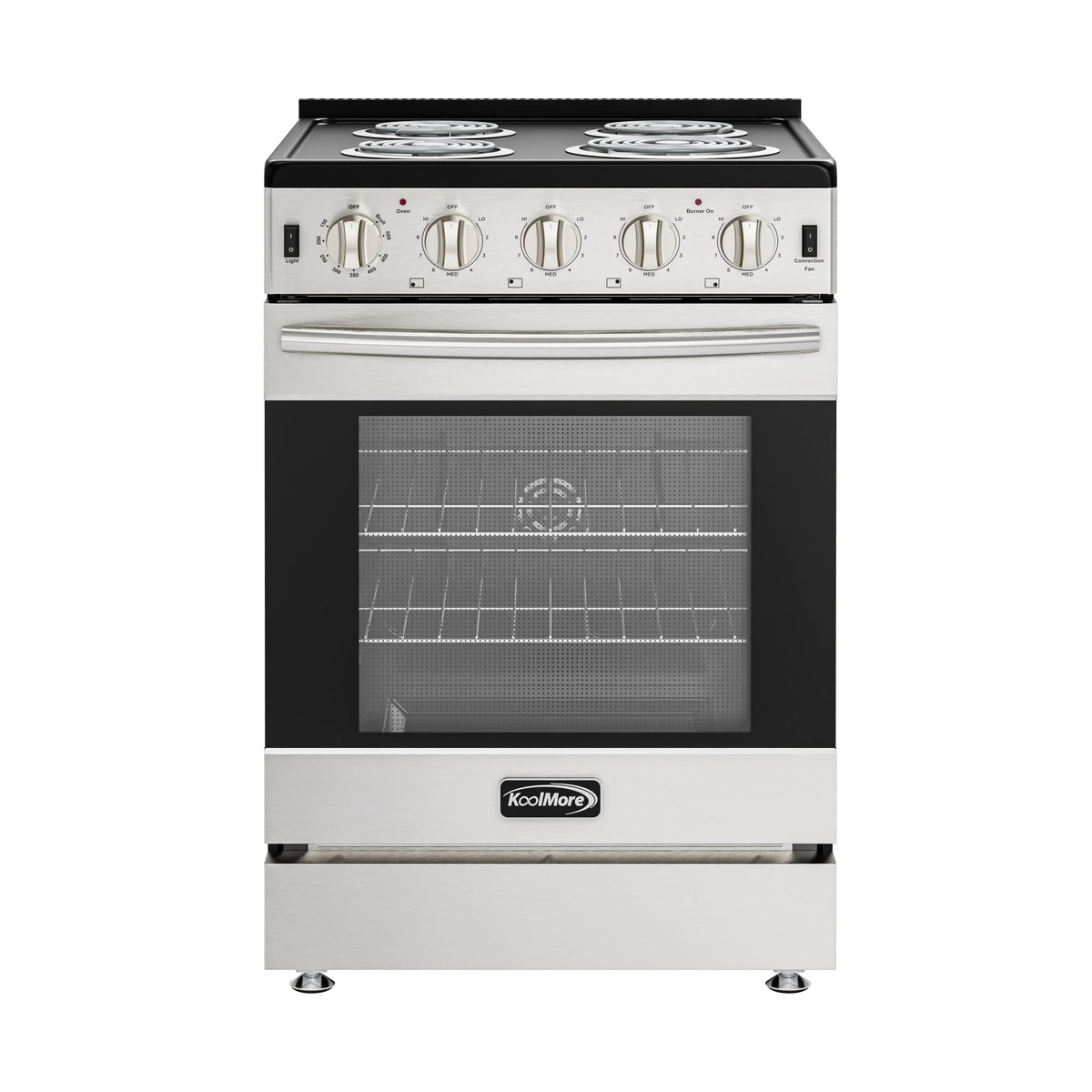 KoolMore 24 in. 4-Coil Electric Range with 3.46 Cu. Ft. Convection Oven – Stainless Steel